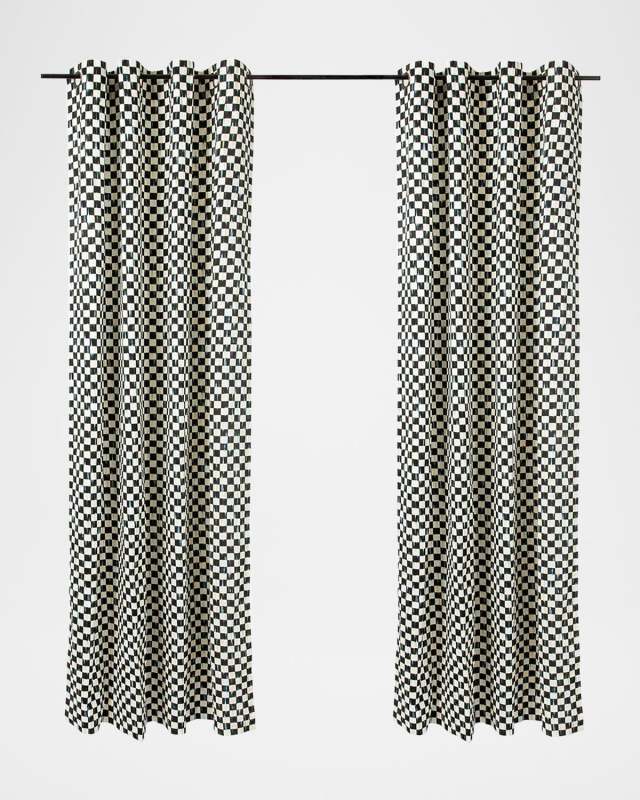 Courtly Check Light-Filtering Curtain Panel with Grommet Top, 52" x 84"